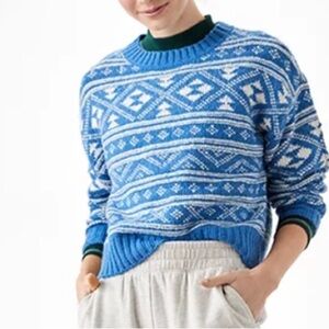 American eagle Fair isle Snowdrift pullover Sweater Ladies xl blue white print